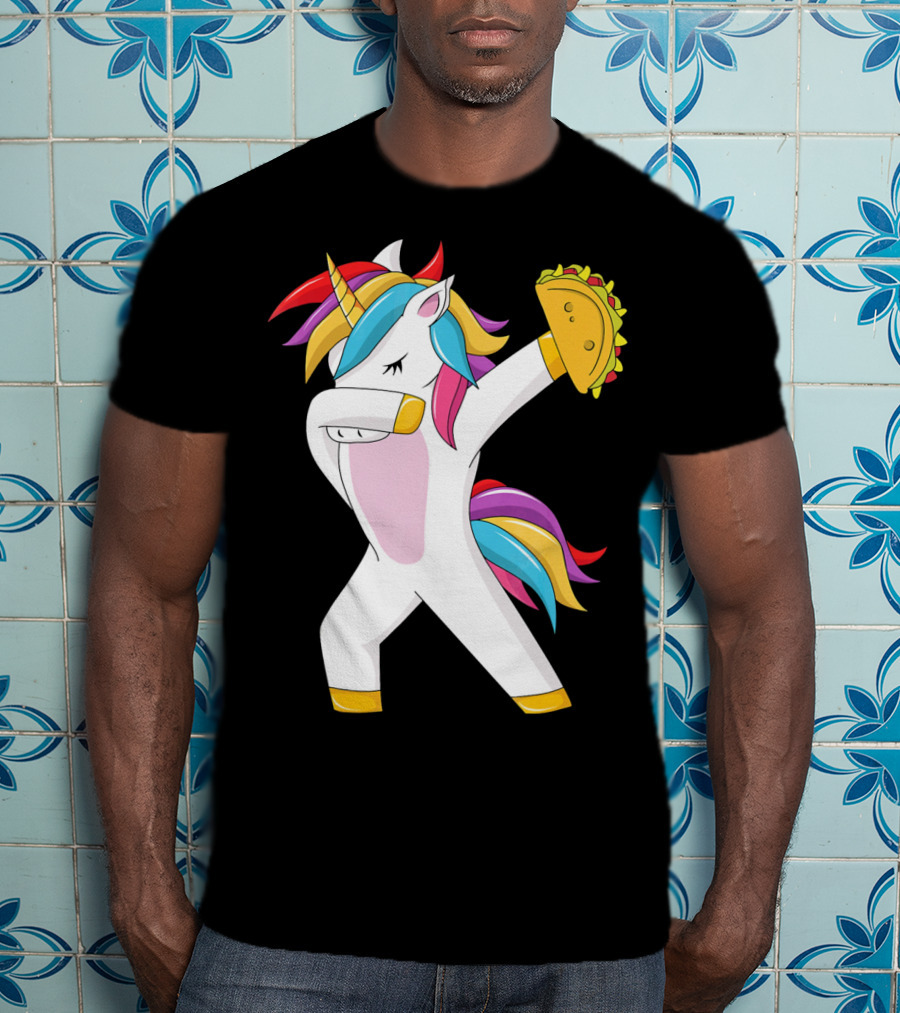 Taco Unicorn Dabbing Dab Funny Cinco De Mayo Rainbow T-Shirt