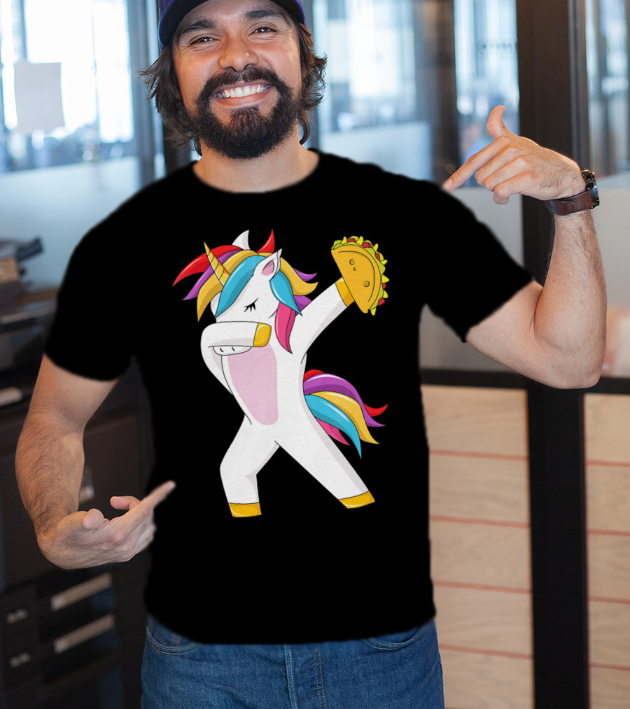 Taco Unicorn Dabbing Dab Funny Cinco De Mayo Rainbow T-Shirt