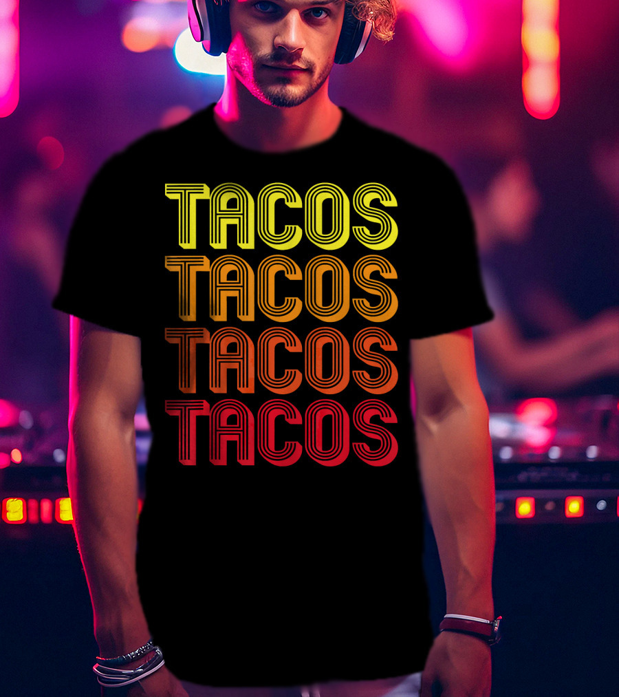 Vintage Tacos Guac Matching Set Funny Co Repeated Text Bold Gradient T-Shirt