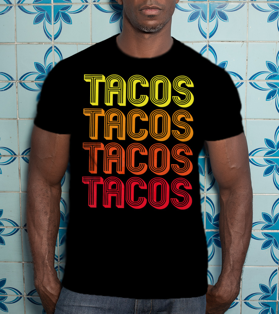 Vintage Tacos Guac Matching Set Funny Co Repeated Text Bold Gradient T-Shirt
