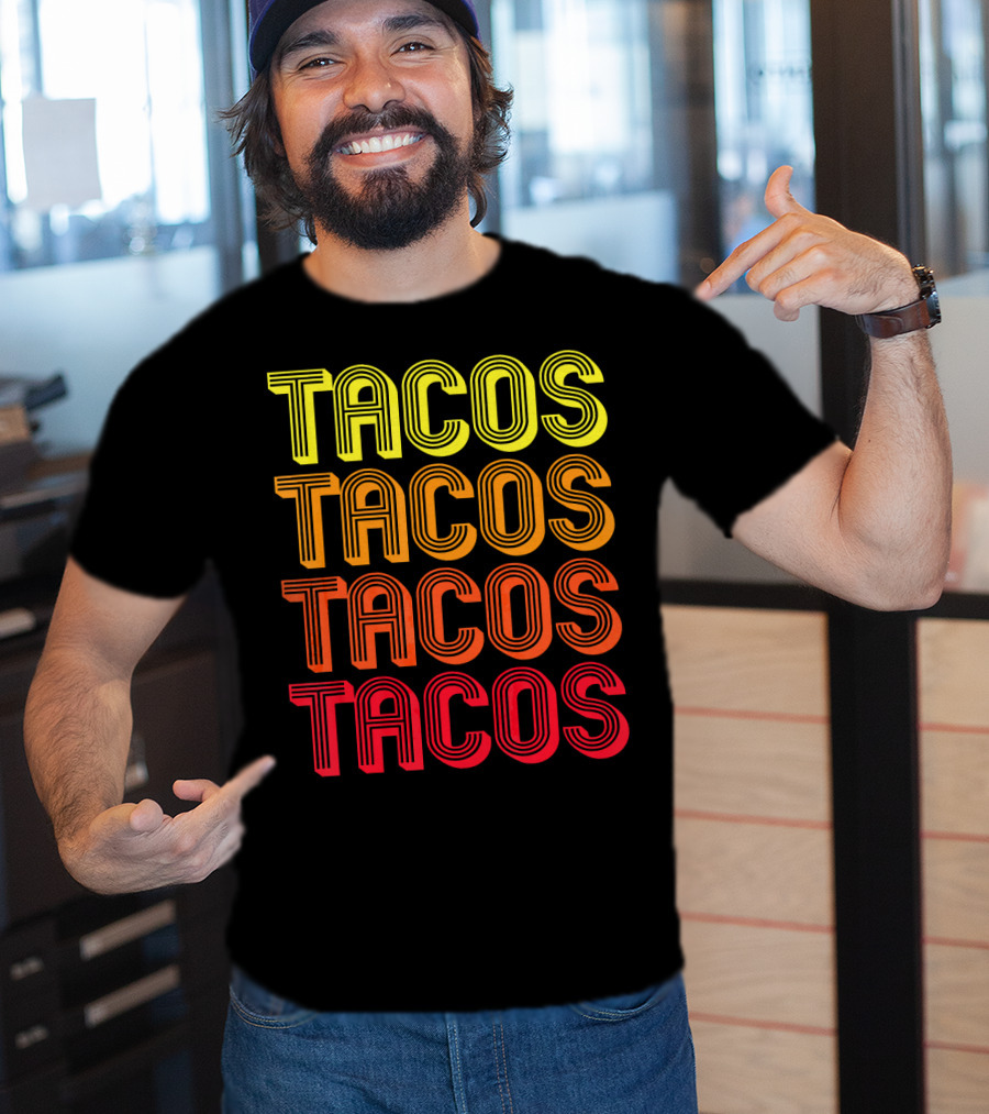 Vintage Tacos Guac Matching Set Funny Co Repeated Text Bold Gradient T-Shirt