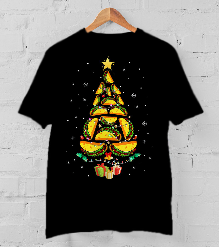 Tacos Christmas Tree Ugly Sweater Funny Holiday Festive T-Shirt