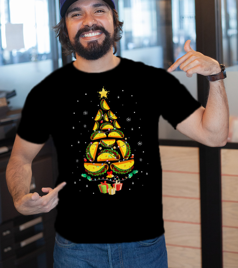 Tacos Christmas Tree Ugly Sweater Funny Holiday Festive T-Shirt