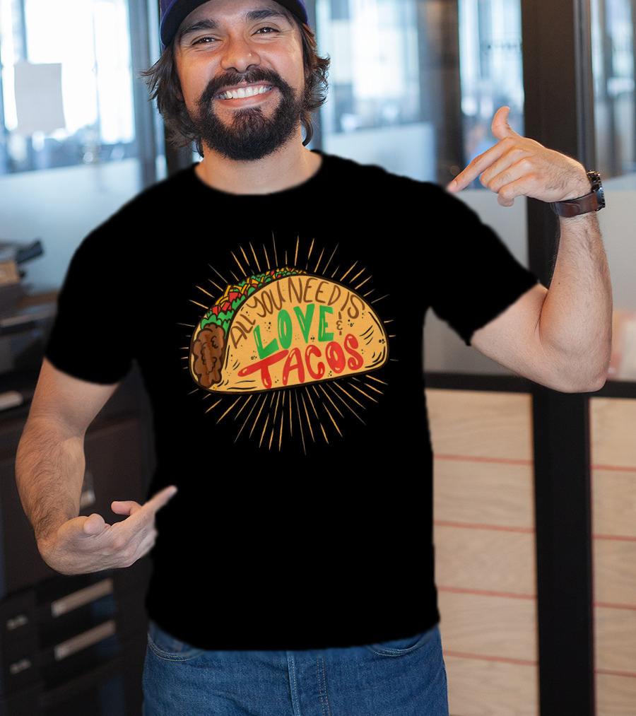 All You Need Is Love And Tacos Hand Drawn Vintage Taco T-Shirt