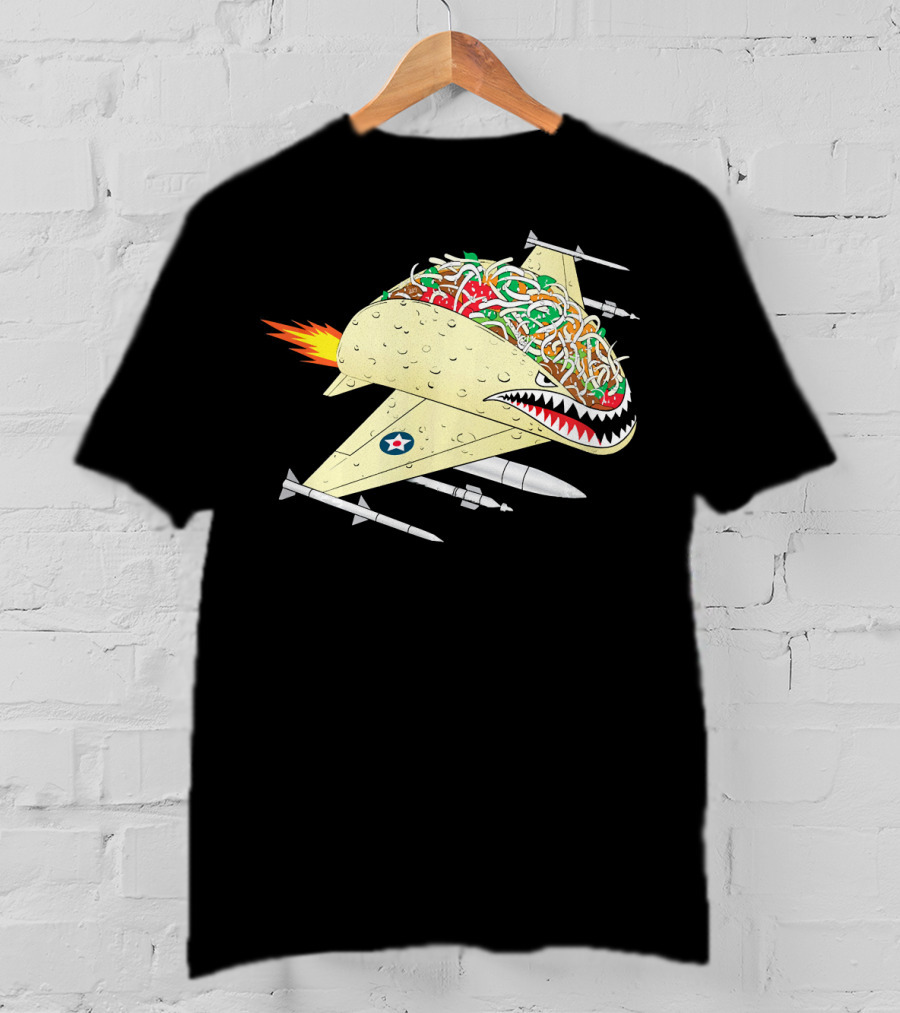 Taco Fighter Jet Air Force Military Shark T-Shirt