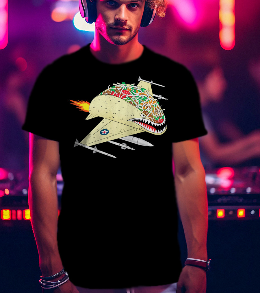 Taco Fighter Jet Air Force Military Shark T-Shirt