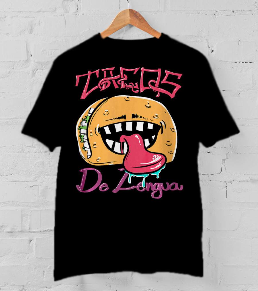 Tacos De Lengua Mexican Food Cartoon Taco Face With Tongue T-Shirt