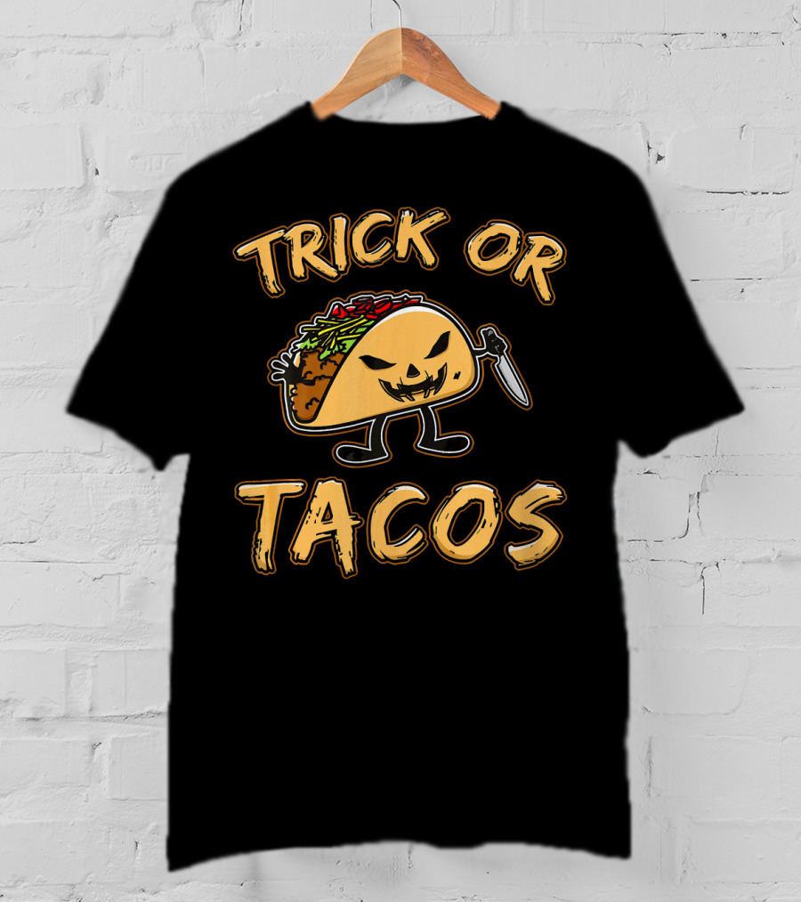Trick Or Tacos Halloween Cute Jack-O-Lantern Taco Character T-Shirt