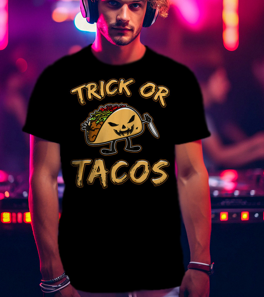 Trick Or Tacos Halloween Cute Jack-O-Lantern Taco Character T-Shirt