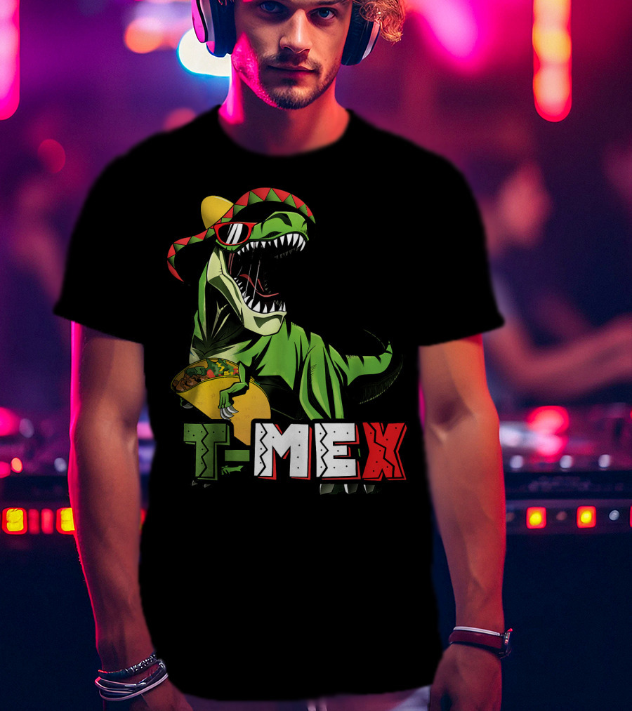 Taco Tuesday T-Mex Dinosaur With Sombrero T-Shirt