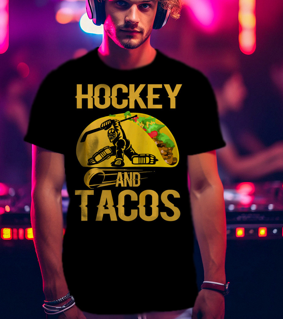 Hockey Taco Enthusiast With Skating Player And Vibrant Filling T-Shirt