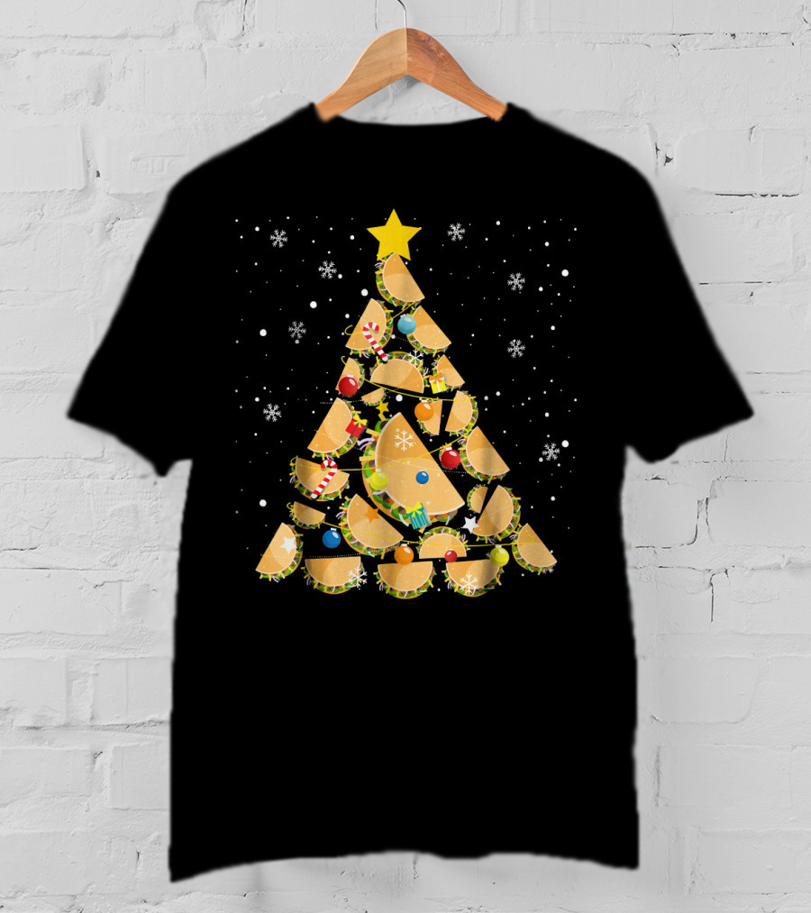 Tacos Christmas Tree Taco Lover Festive Holiday Decor Starry Night T-Shirt