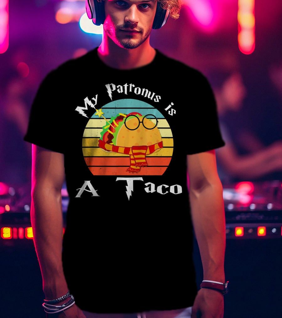 My Patronus Is A Taco Vintage Retro Rainbow Wizardry Fiesta T-Shirt