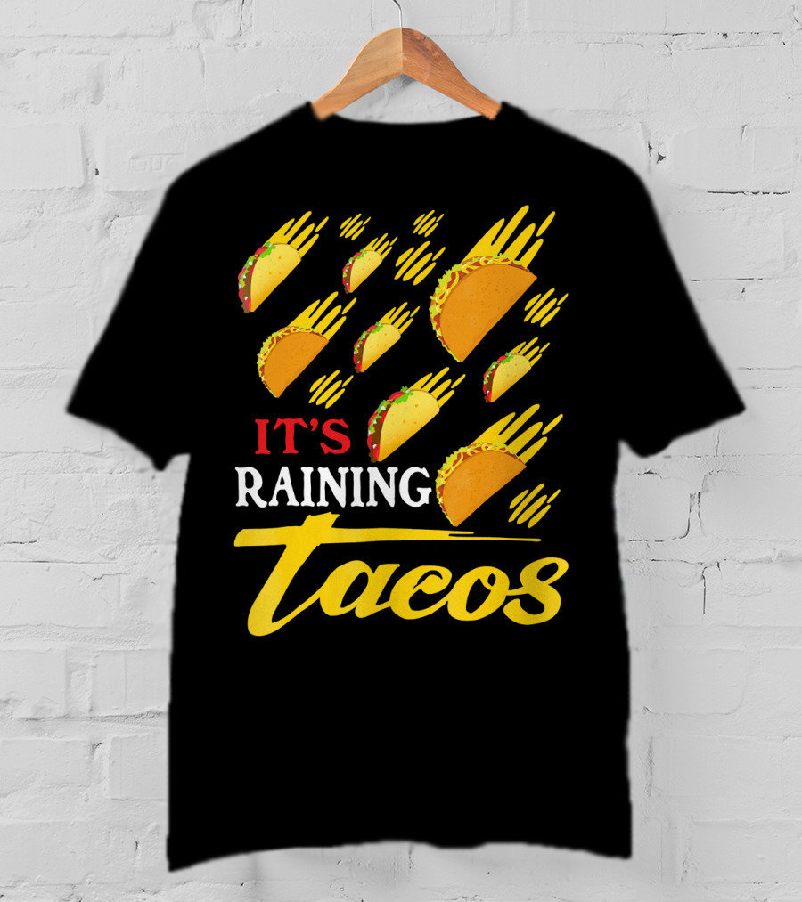 It's Raining Tacos Funny Cartoon Food Meme T-Shirt