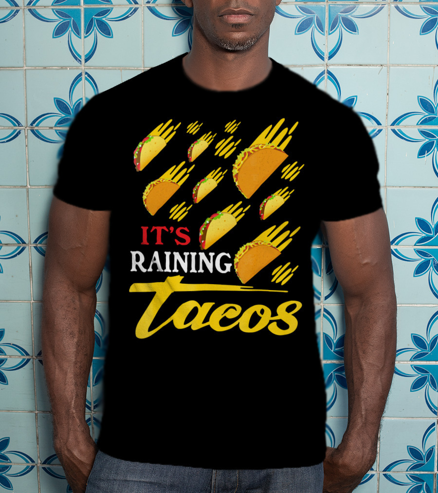 It's Raining Tacos Funny Cartoon Food Meme T-Shirt