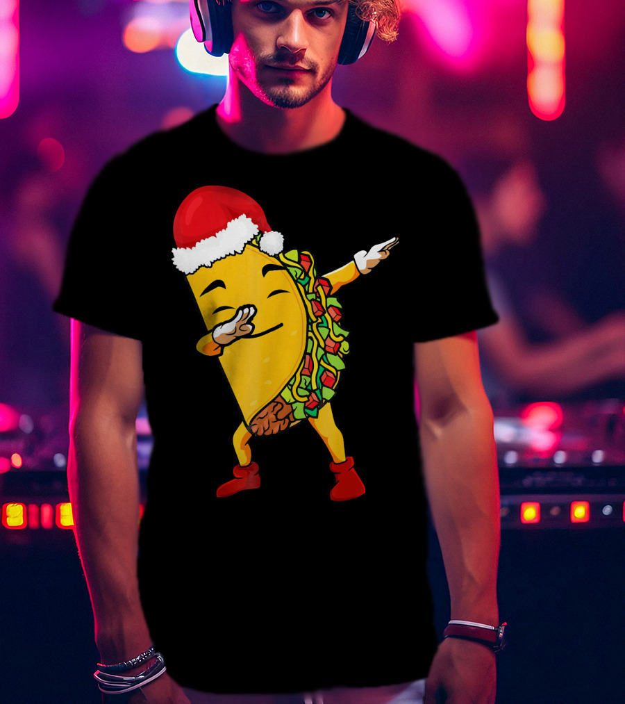 Funny Taco Santa Dabbing Christmas Matcher T-Shirt