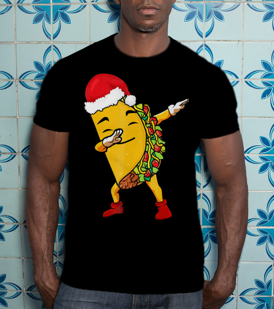 Funny Taco Santa Dabbing Christmas Matcher T-Shirt