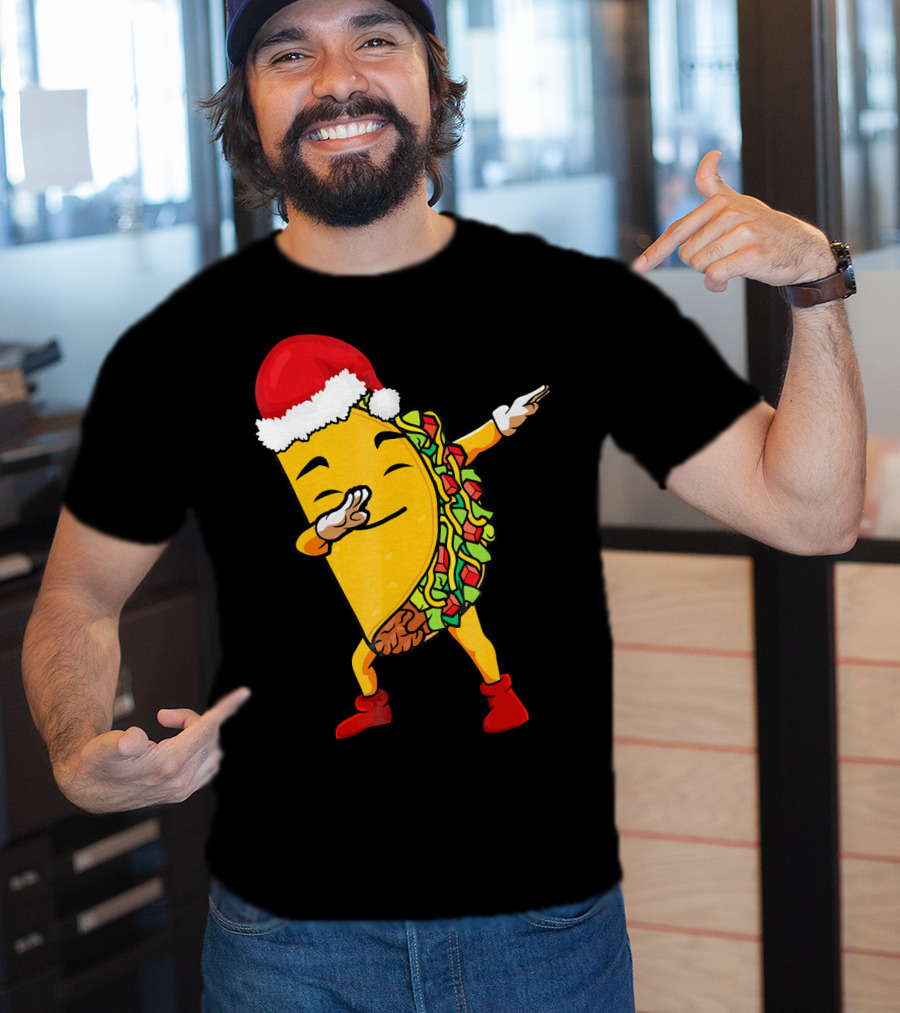 Funny Taco Santa Dabbing Christmas Matcher T-Shirt