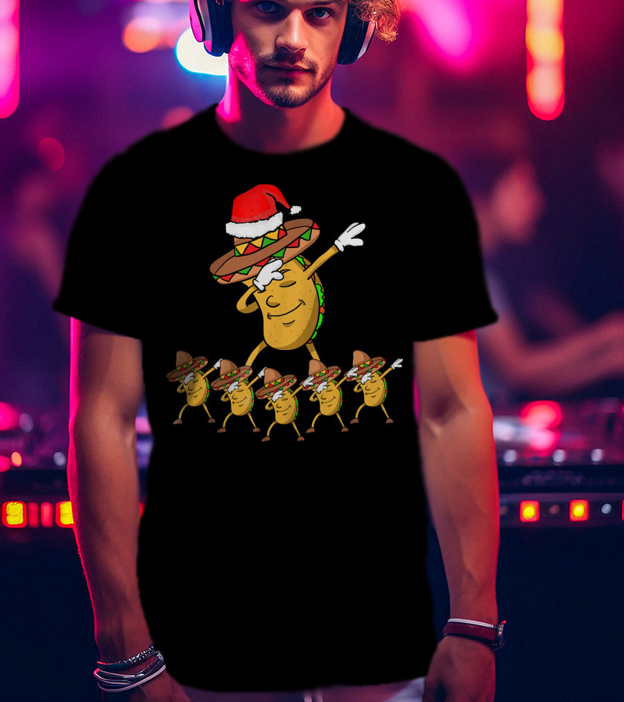 Dabbing Taco Santa Christmas Dance Party Fun T-Shirt