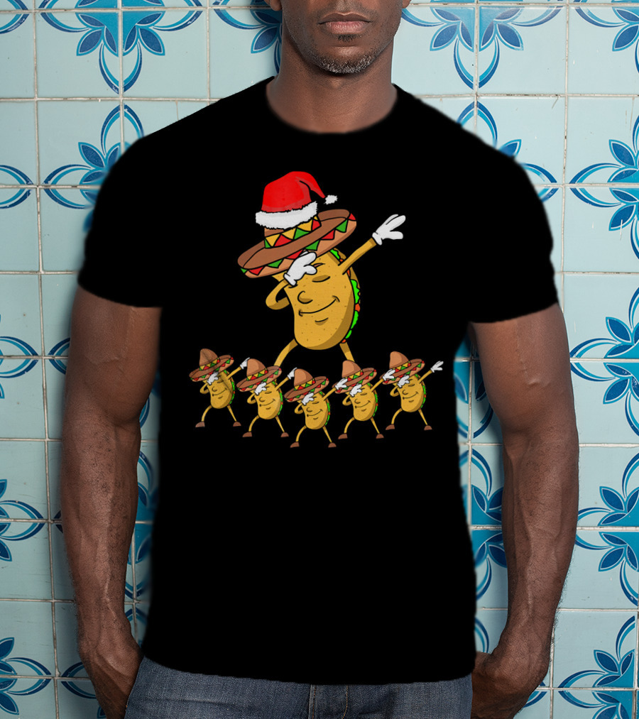 Dabbing Taco Santa Christmas Dance Party Fun T-Shirt
