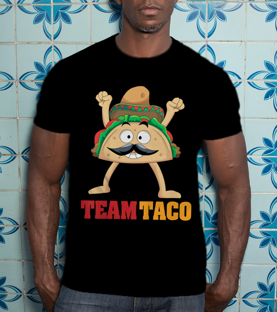 Team Taco Cartoon Mustache Sombrero Enthusiastic T-Shirt