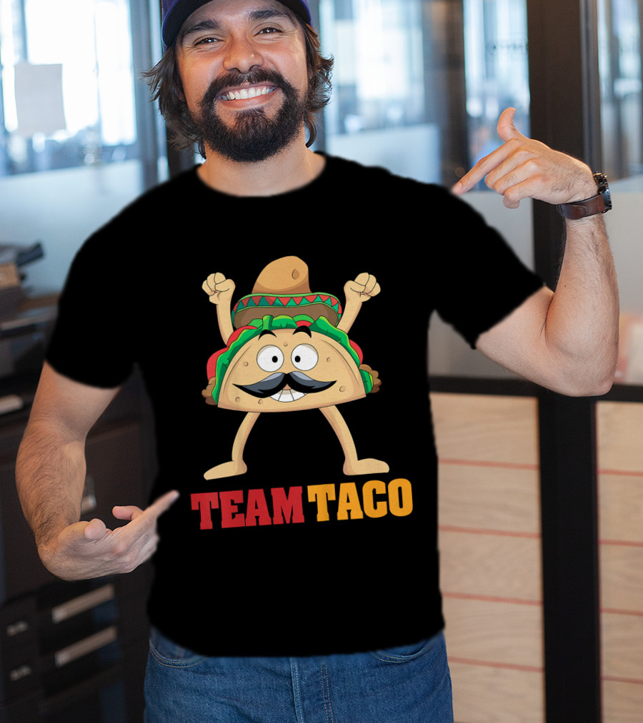 Team Taco Cartoon Mustache Sombrero Enthusiastic T-Shirt