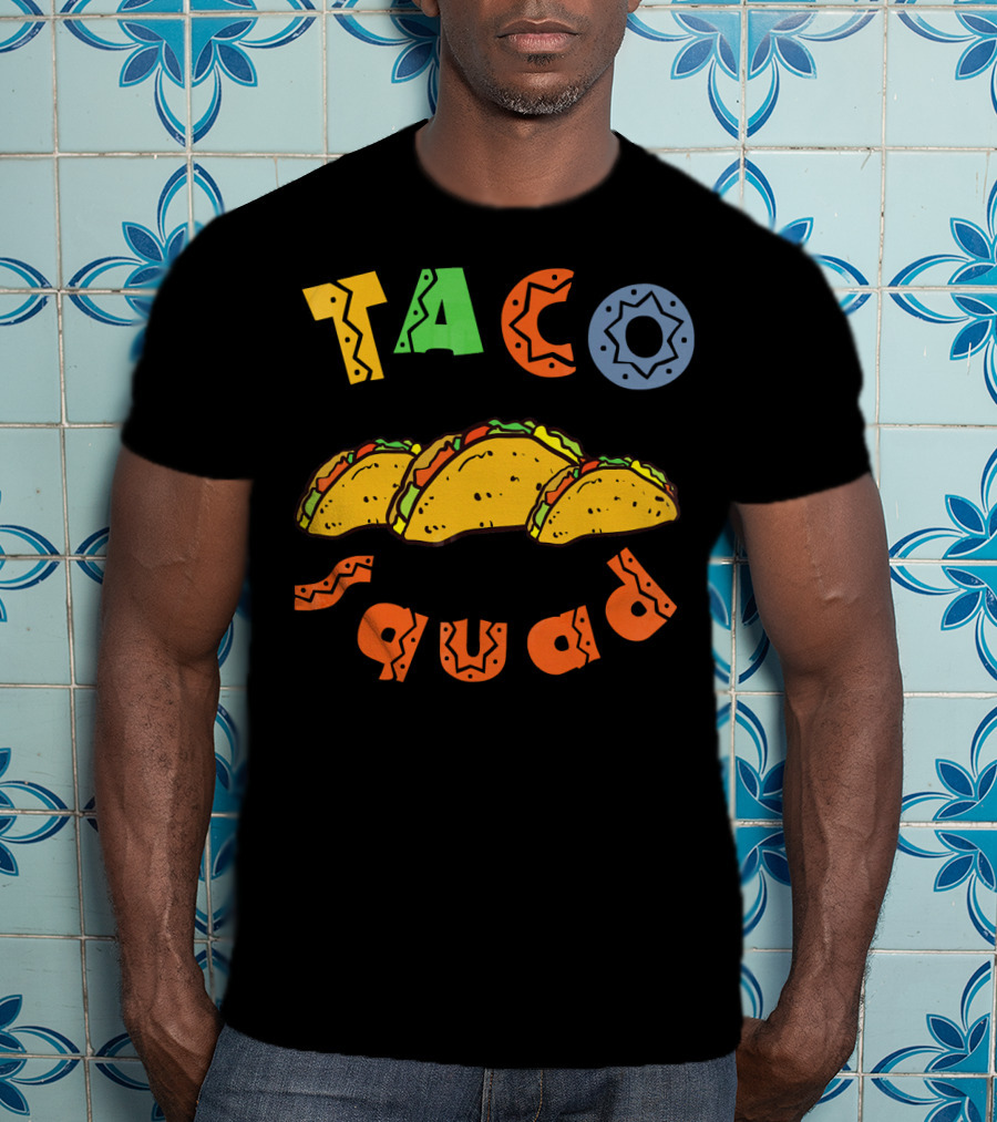 Taco Squad Colorful Lettering With Three Tacos T-Shirt