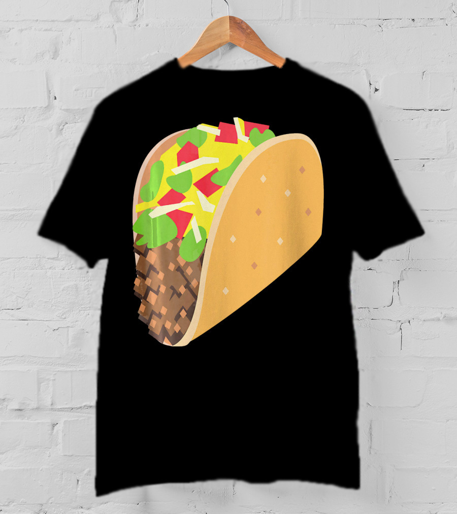 Emoji Taco Tuesday Mexican Tex Mex Torti Pixelated T-Shirt