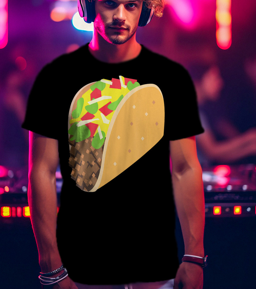 Emoji Taco Tuesday Mexican Tex Mex Torti Pixelated T-Shirt