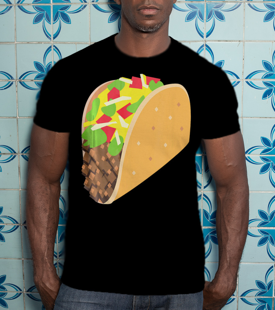 Emoji Taco Tuesday Mexican Tex Mex Torti Pixelated T-Shirt