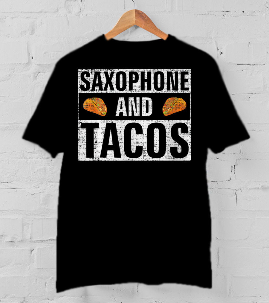 Saxophone And Tacos Vintage Style With Taco Icons T-Shirt