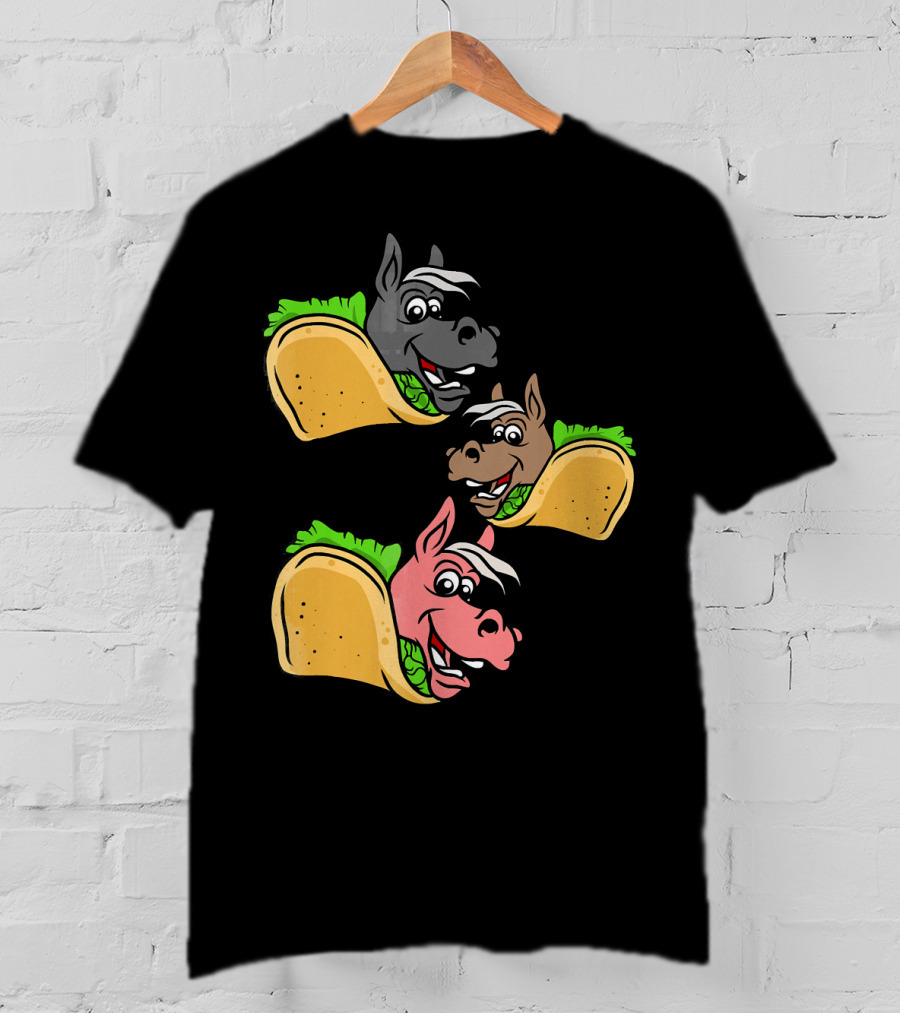 Horses And Tacos Trio Fun Faces T-Shirt