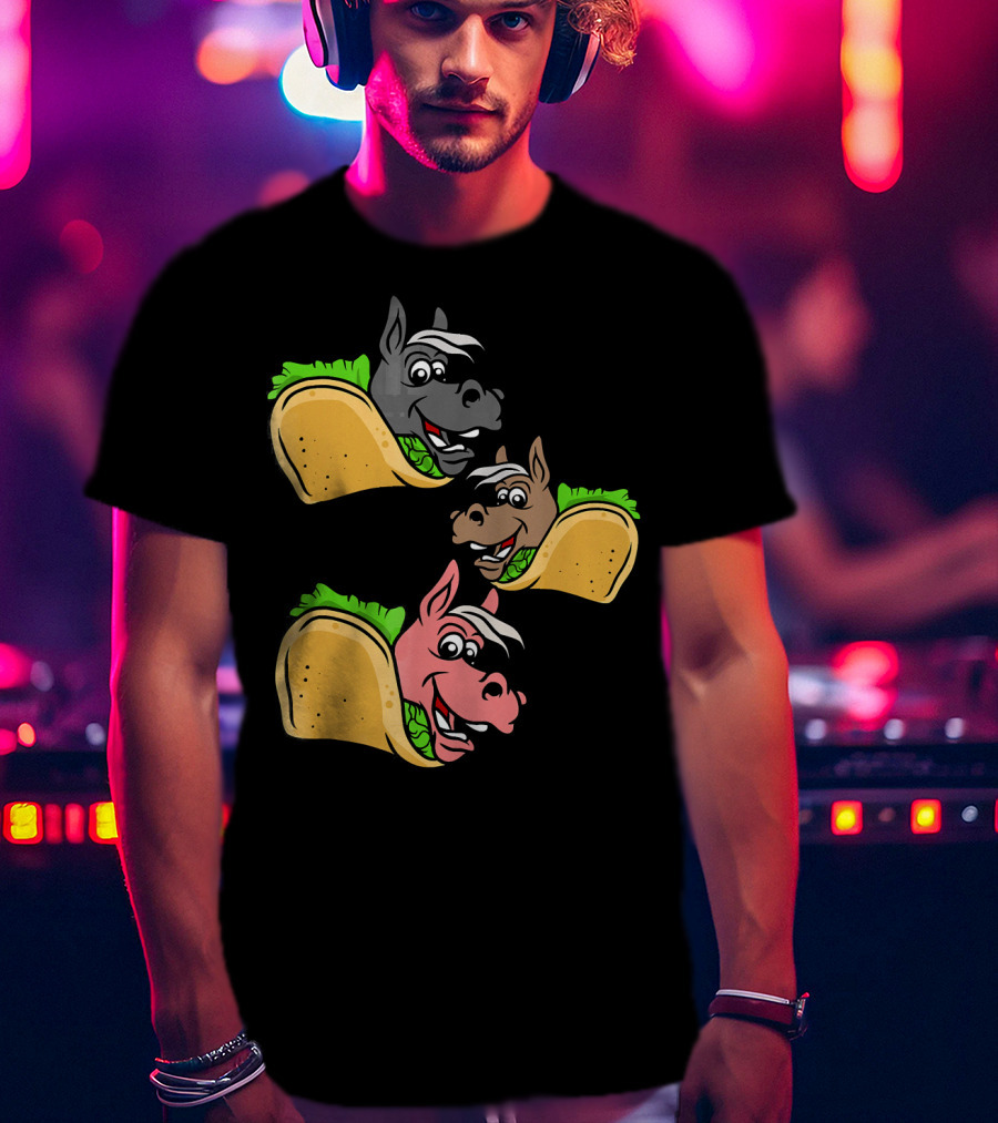 Horses And Tacos Trio Fun Faces T-Shirt