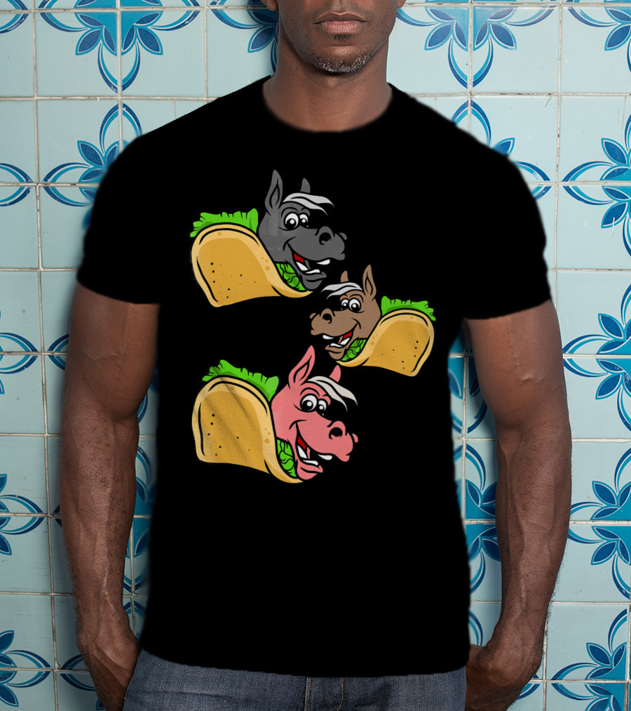 Horses And Tacos Trio Fun Faces T-Shirt