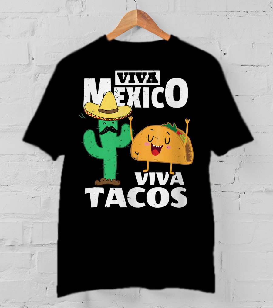 Viva Mexico Viva Tacos Cactus Sombrero T-Shirt