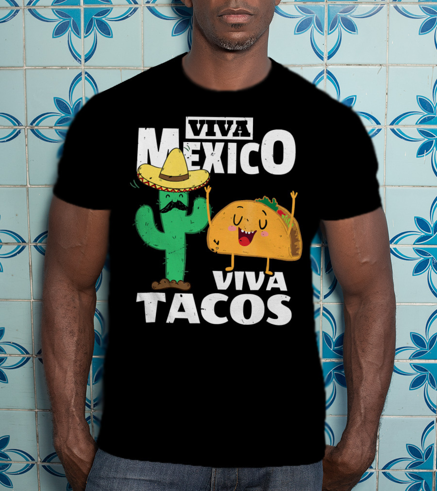 Viva Mexico Viva Tacos Cactus Sombrero T-Shirt