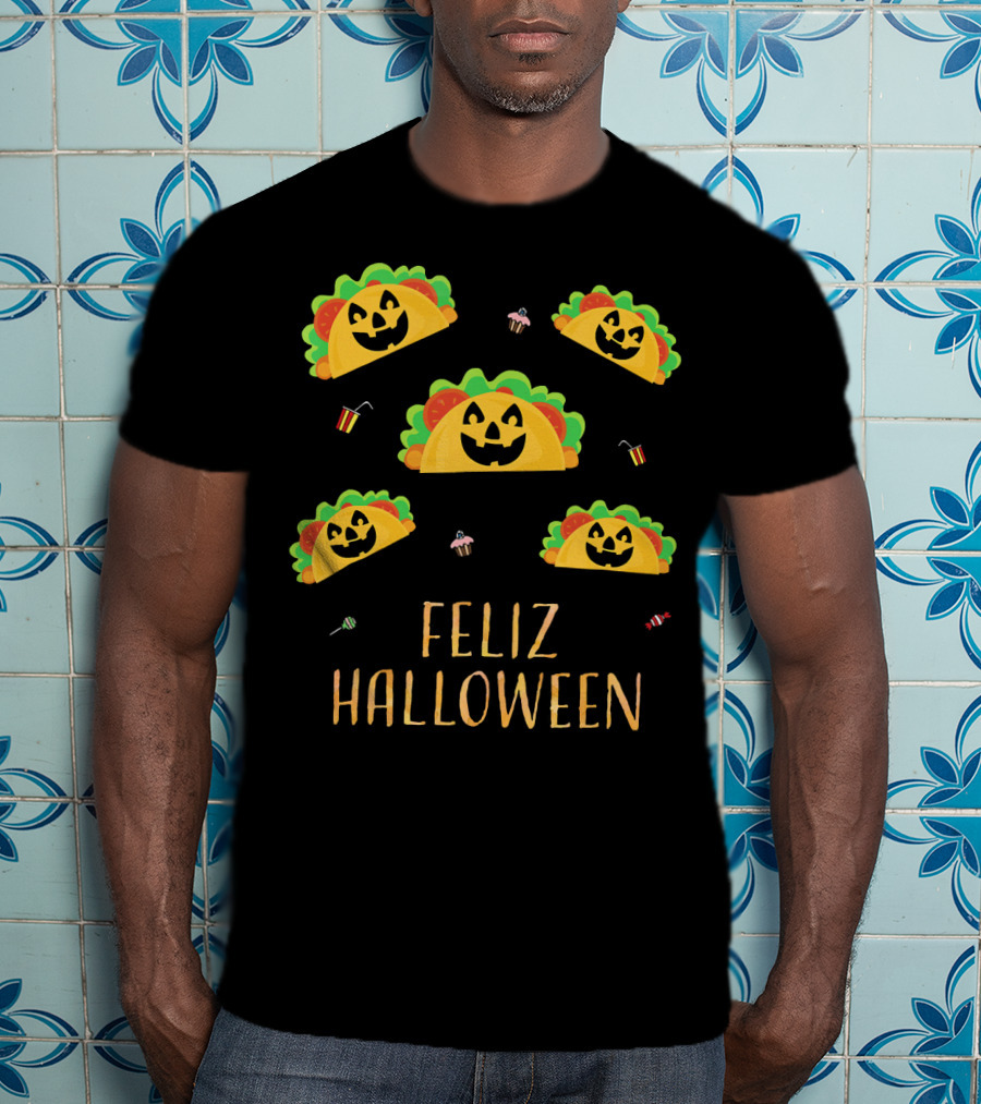 Feliz Halloween Mexican Taco Pumpkins T-Shirt