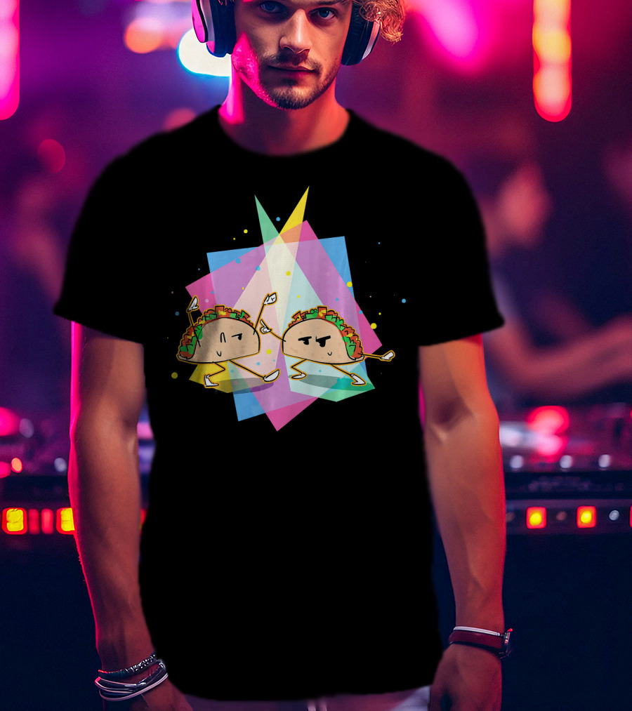 Dancing Disco Tacos Funny Taco 80s Retro T-Shirt