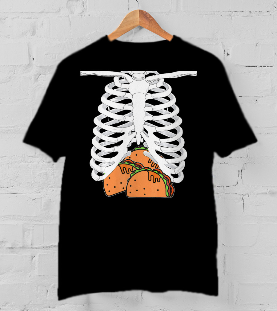 Halloween Taco Lover Skeleton Rib Cage Food Humor T-Shirt