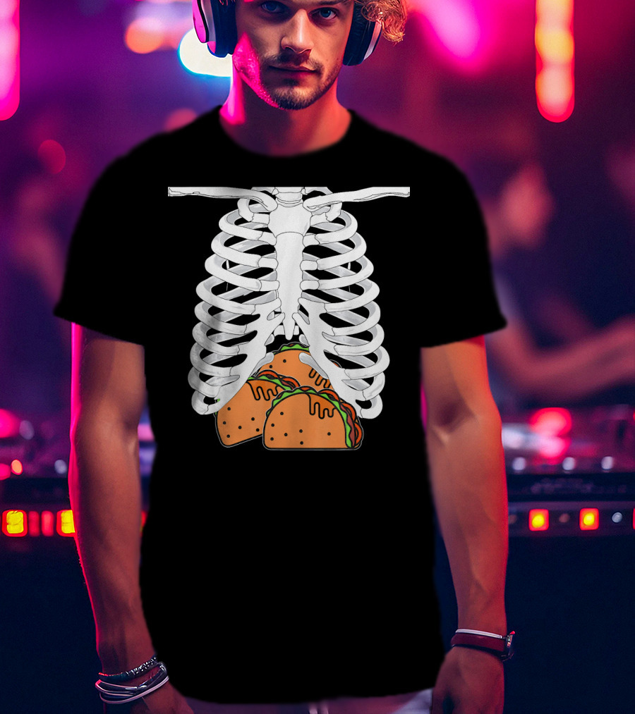 Halloween Taco Lover Skeleton Rib Cage Food Humor T-Shirt