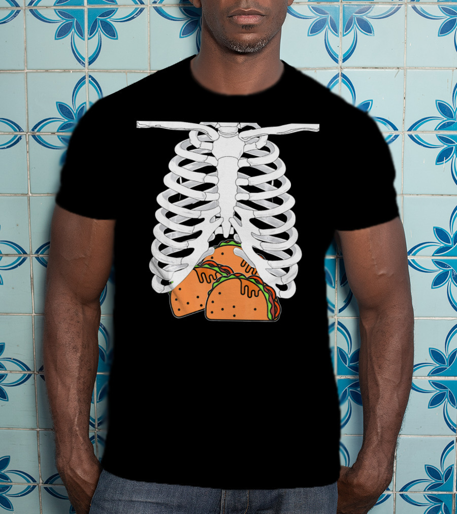 Halloween Taco Lover Skeleton Rib Cage Food Humor T-Shirt