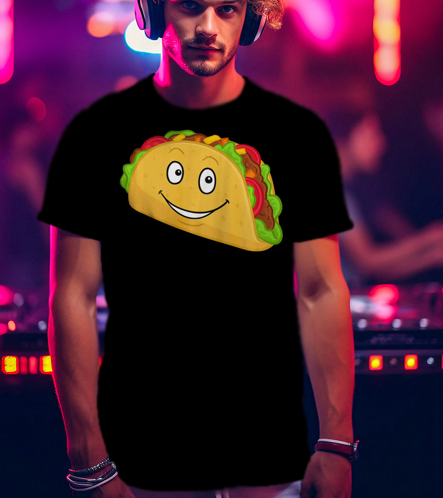 Happy Taco Snack Emoticon Face T-Shirt