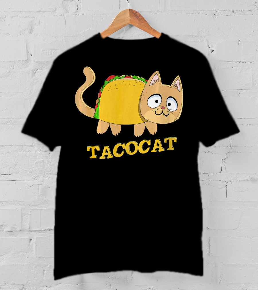 TACOCAT Palindrome Cute Cartoon Funny Cat With Taco Body T-Shirt