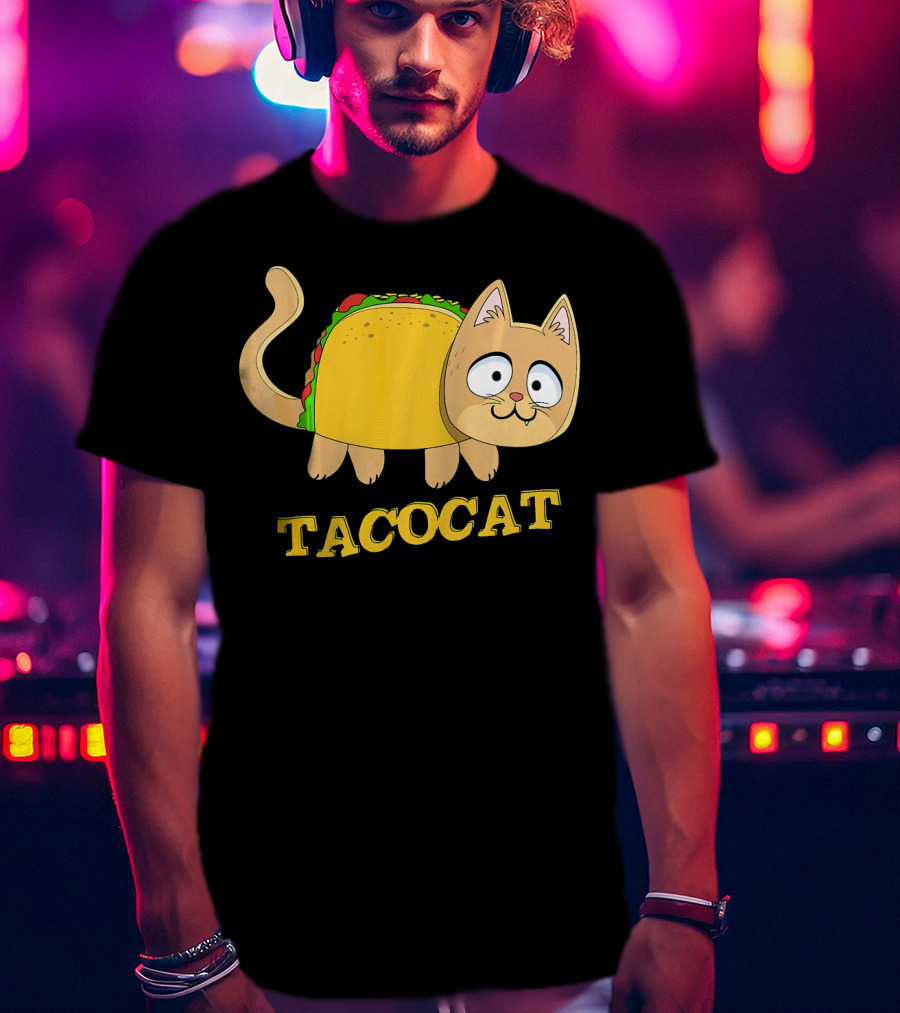 TACOCAT Palindrome Cute Cartoon Funny Cat With Taco Body T-Shirt