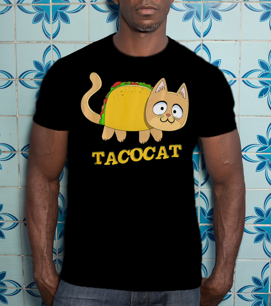 TACOCAT Palindrome Cute Cartoon Funny Cat With Taco Body T-Shirt