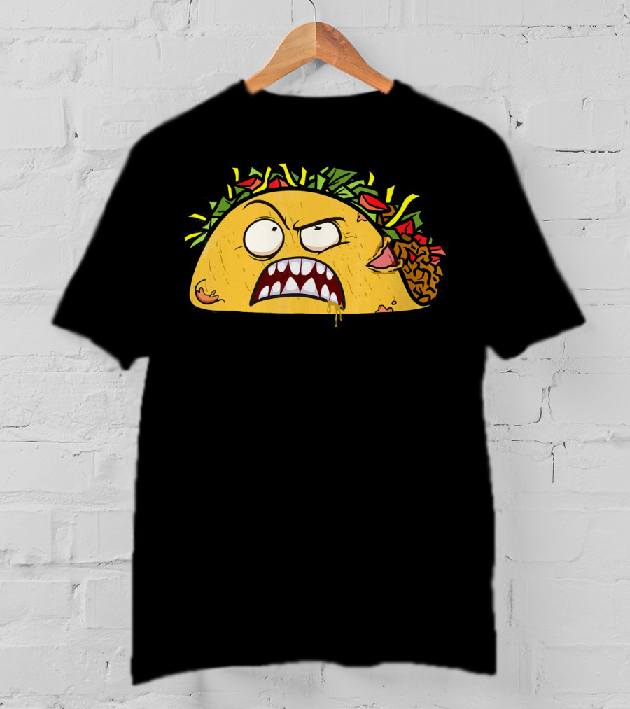 Funny Scary Zombie Tacos Face T-Shirt