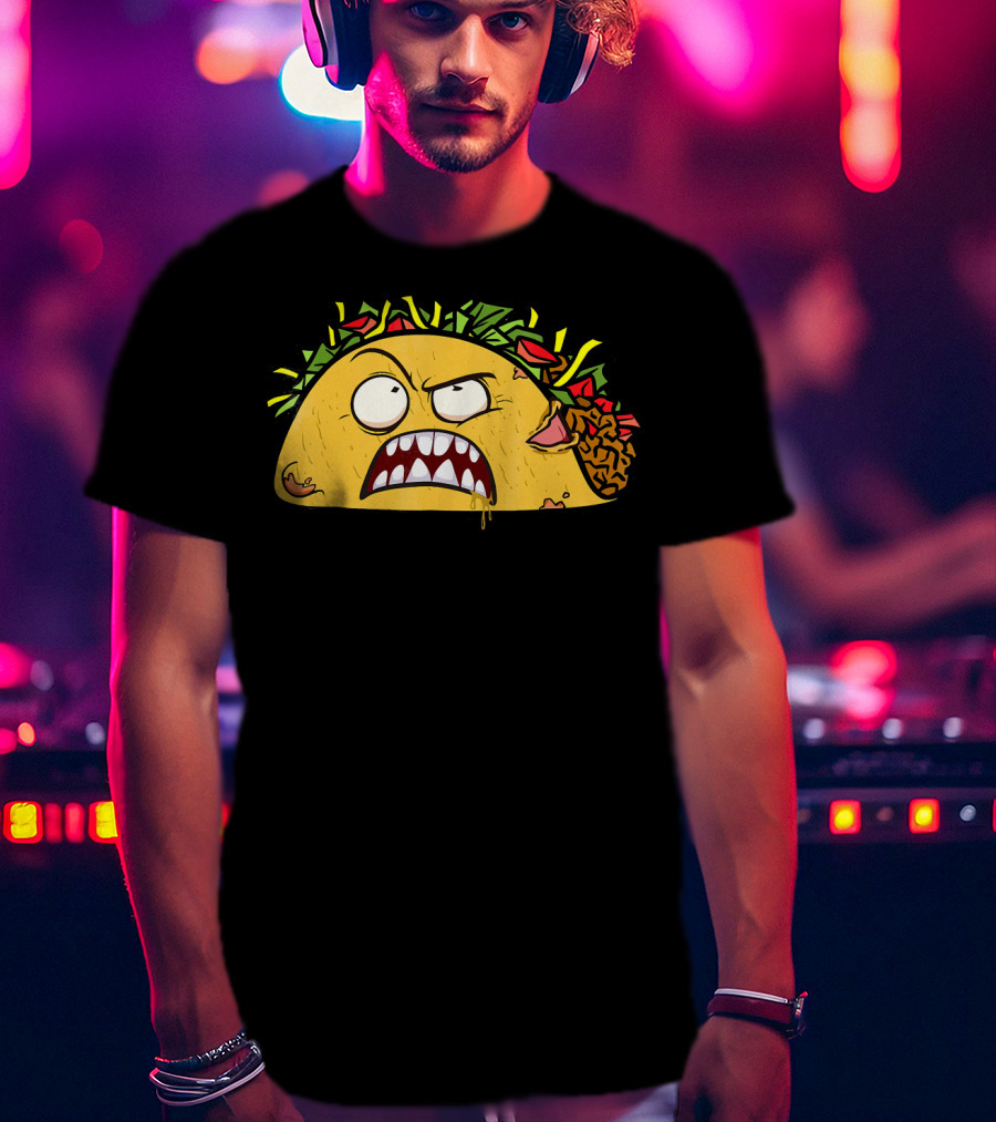 Funny Scary Zombie Tacos Face T-Shirt