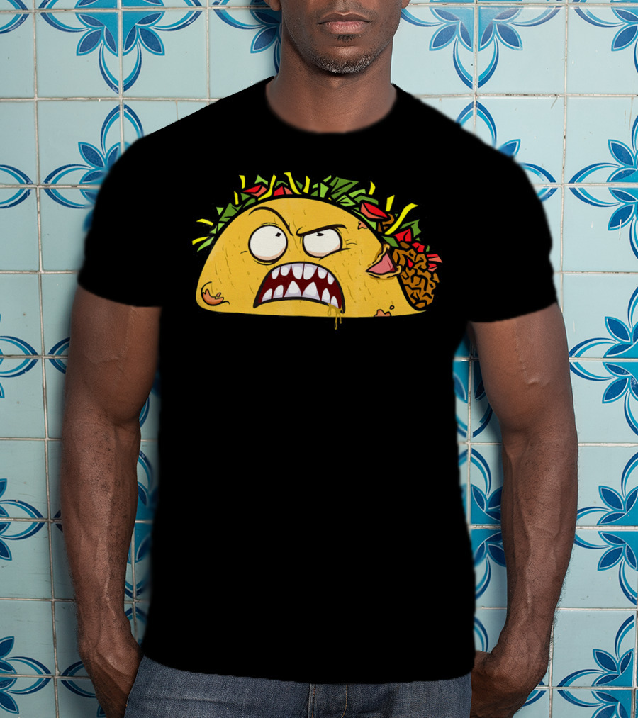 Funny Scary Zombie Tacos Face T-Shirt