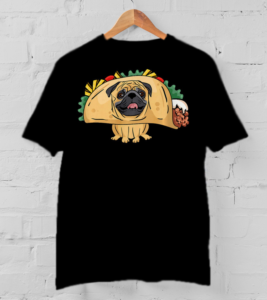 Funny Pug Taco Life Dog Fusion Humor T-Shirt
