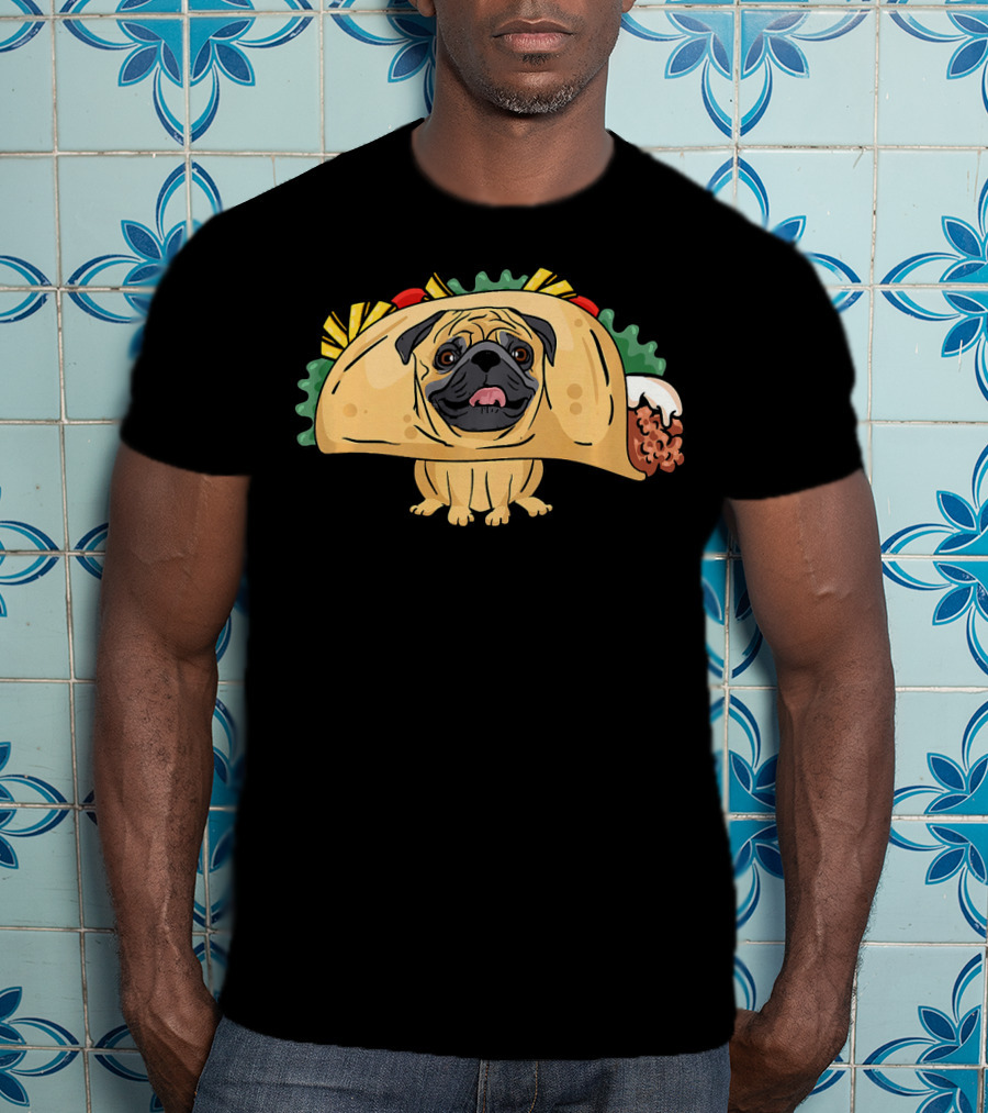 Funny Pug Taco Life Dog Fusion Humor T-Shirt